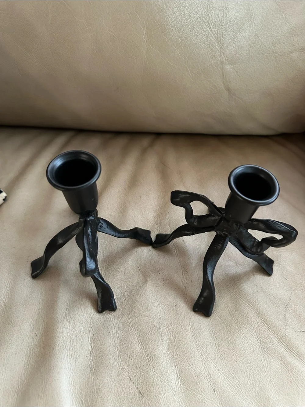 Black Bow Taper Candle Holder Metal Decorative Centerpiece Wedding Table Boho